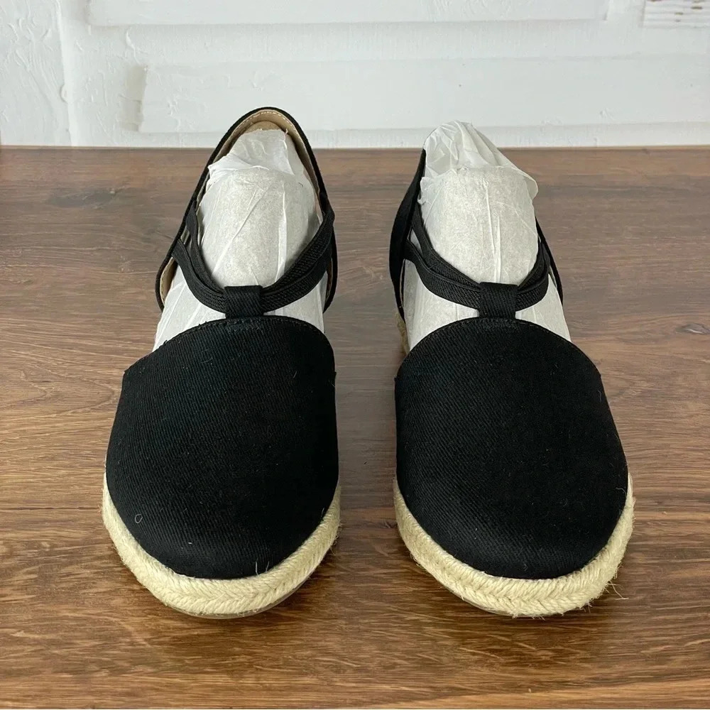 LifeStride Katrina‎ 2 Espadrille Wedge Sandal Black Comfort shock absorption $80 - Picture 2 of 8